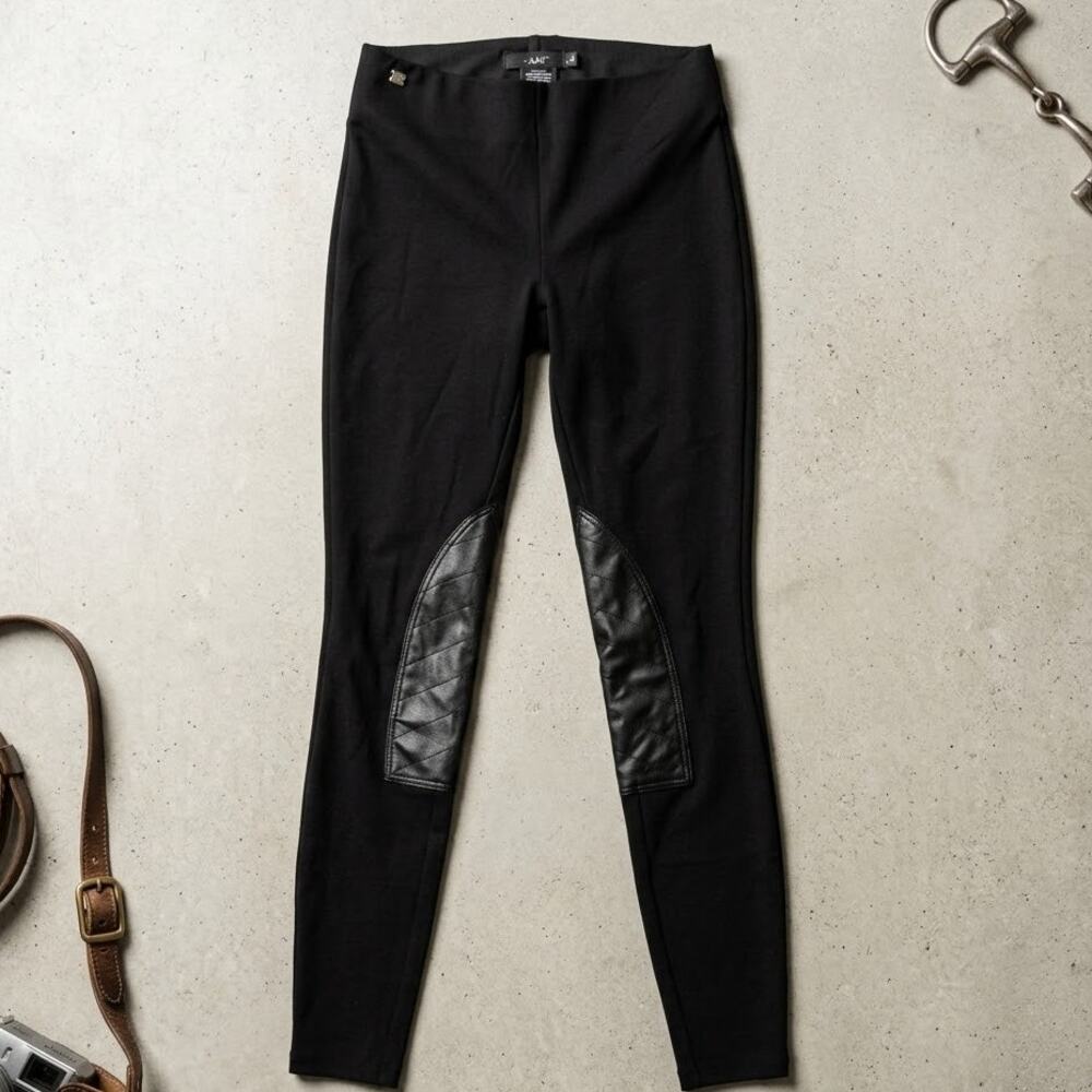 Lauren Ralph Lauren XS Equestrian Riding Leggings Faux Leather Patch Old Money
